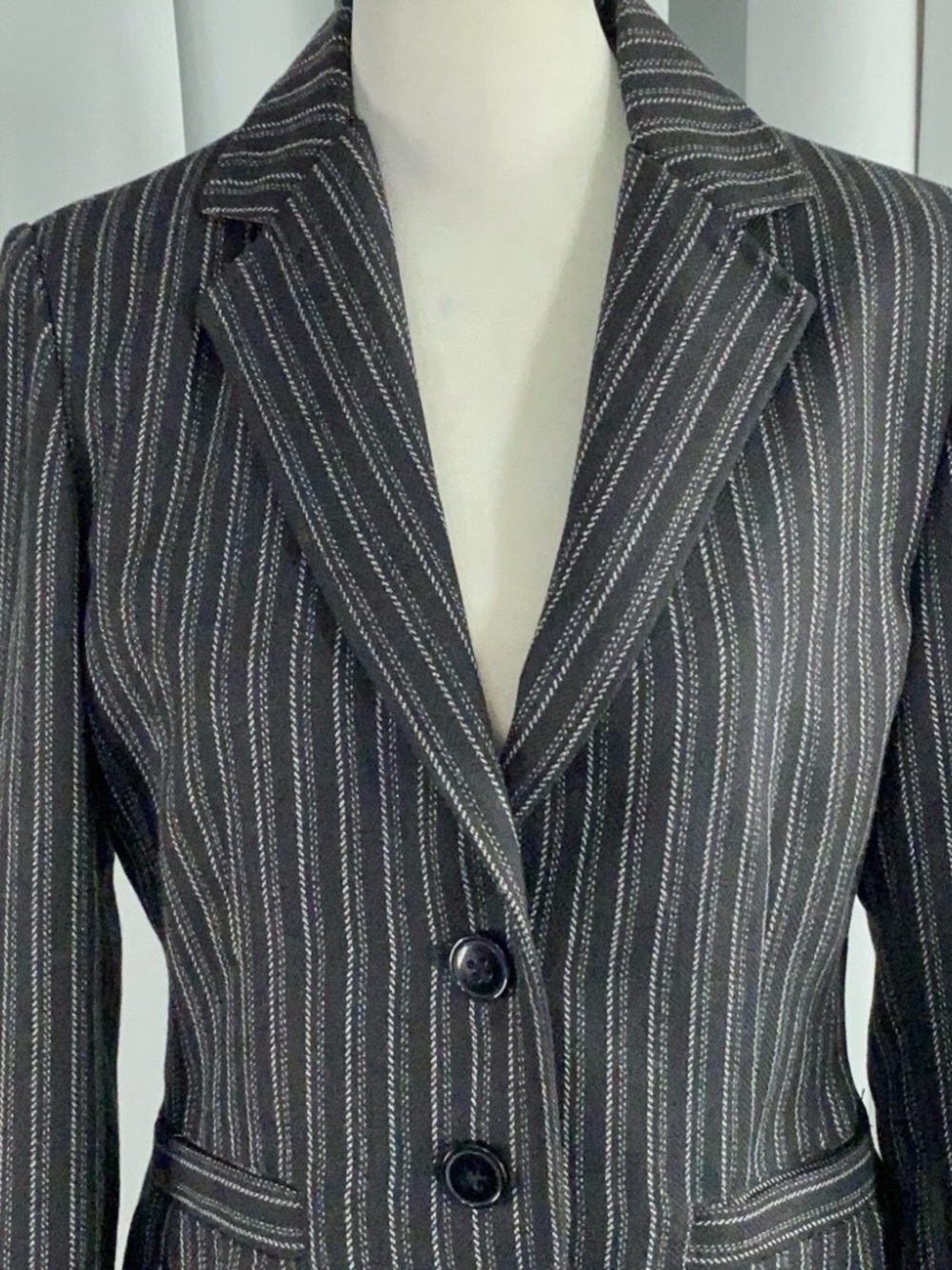 Jessica Black Pinstripe Fitted Blazer